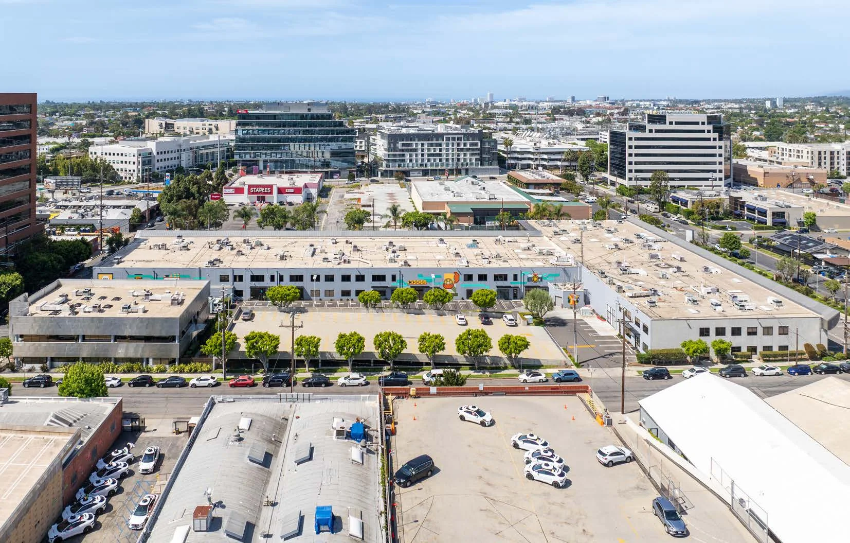 Aerial view of Westgate Media Park and surrounding West LA blocks