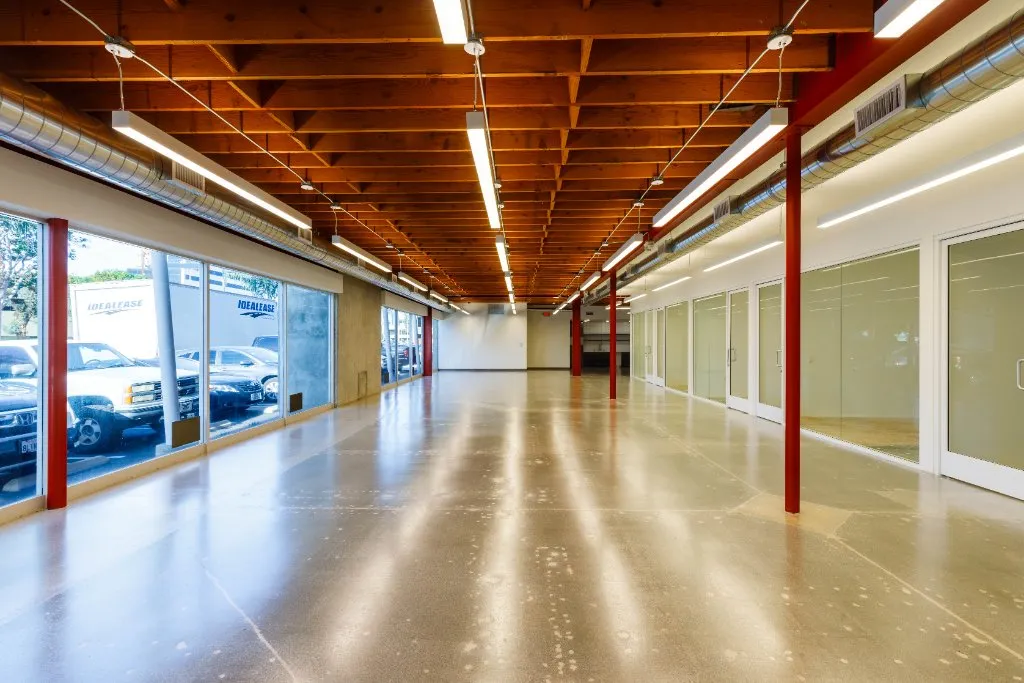 Westgate glass-fronted rooms and exposed structure